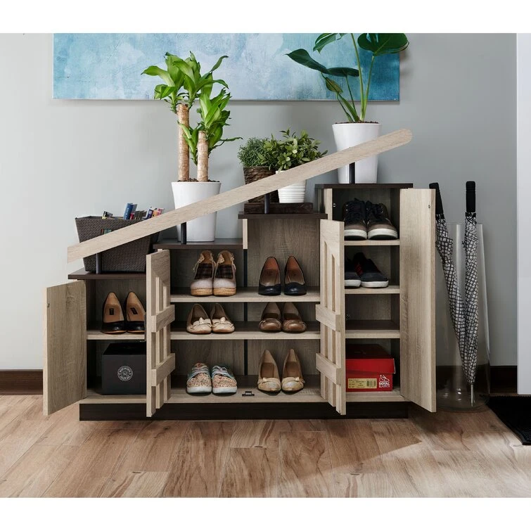 Nova Wooden Living Room Furniture Hallway Shoe Cabinet Open Door Locker Storage Shoe Rack