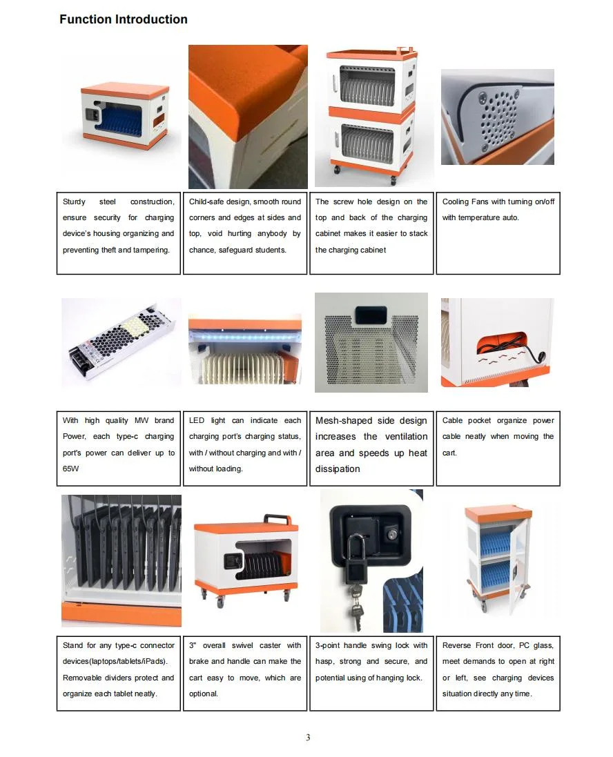 Best Selling 16 Ways USB Charging and Storage Trolley Cabinet for School and Hospital Use